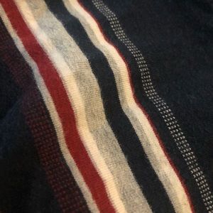 Short sleeve Red white grey blue stripped shirt.